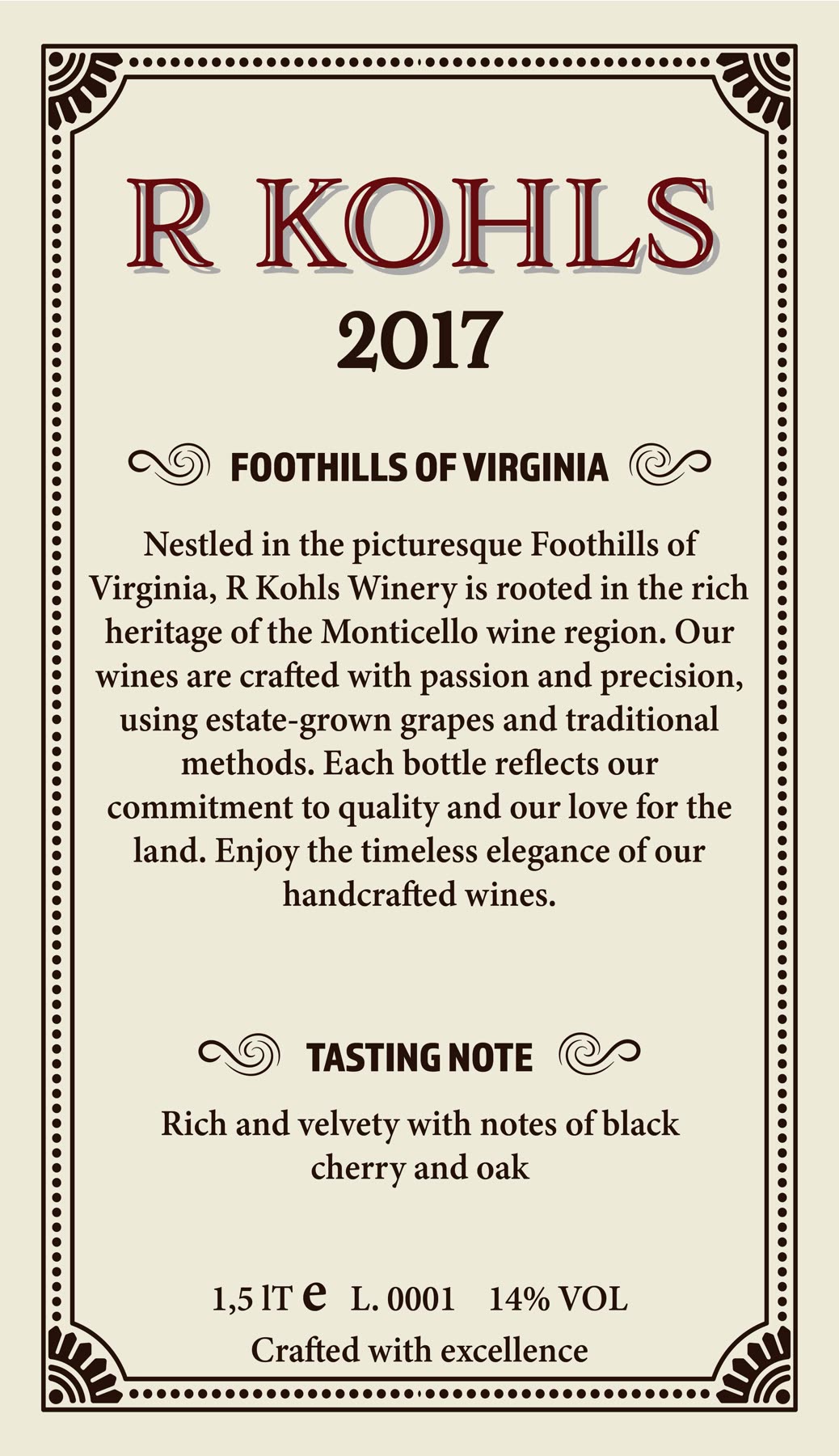 R Kohls Wines — detail 3